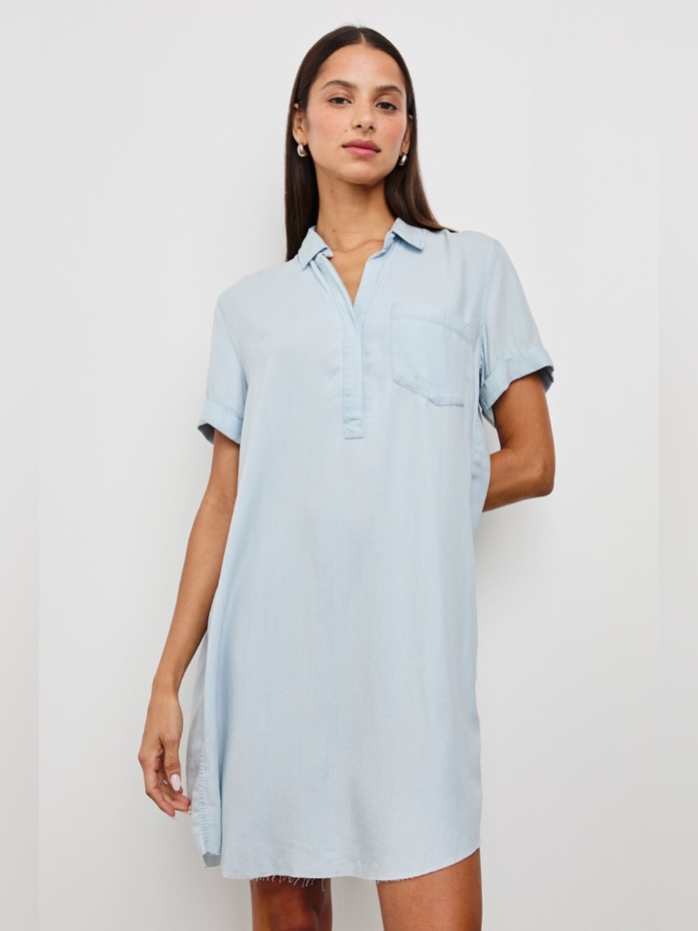 Rails Light Blue Frayed Hem Shirt Dress - Picture 3 of 14